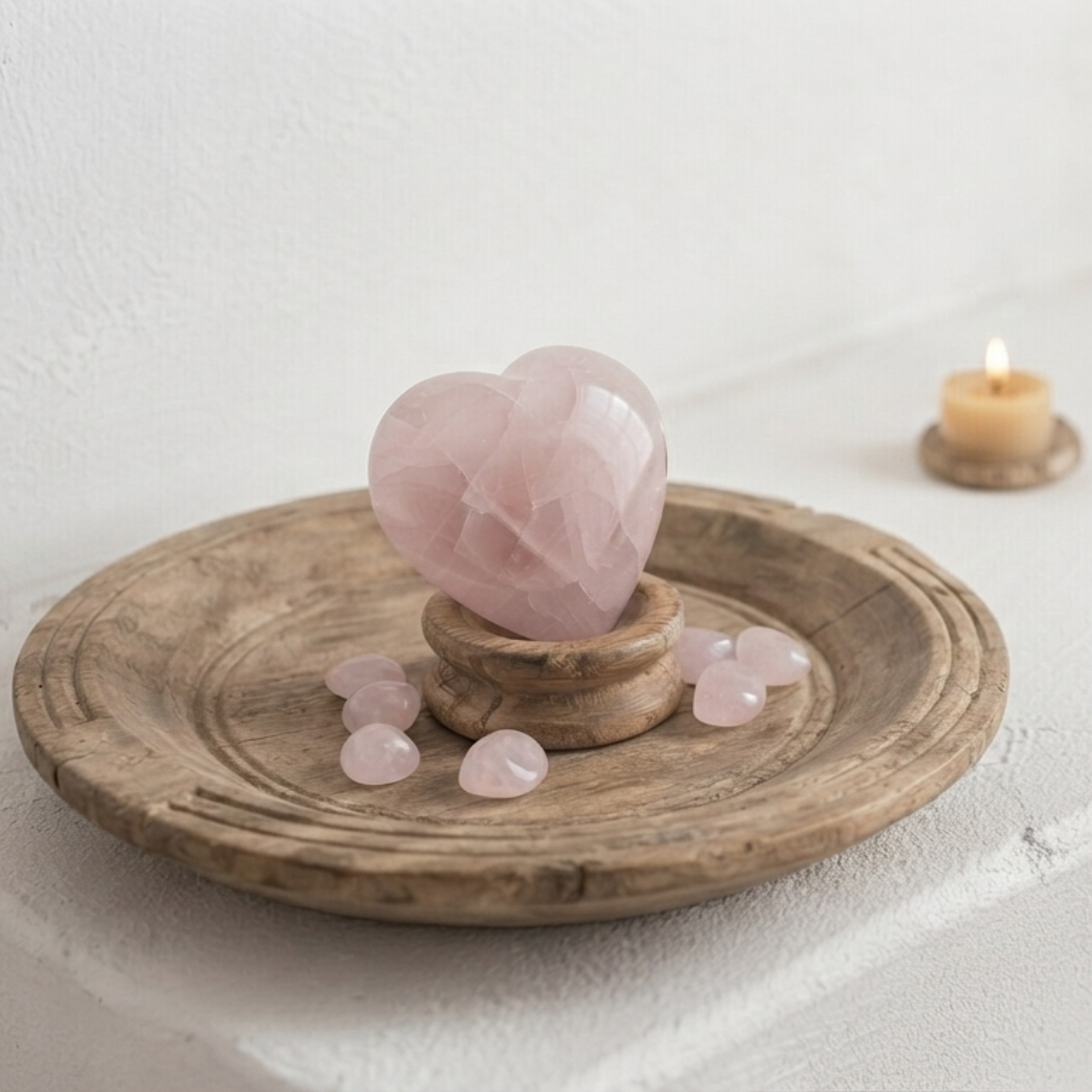 Blush of Love Rose Quartz Heart – AAA Quality