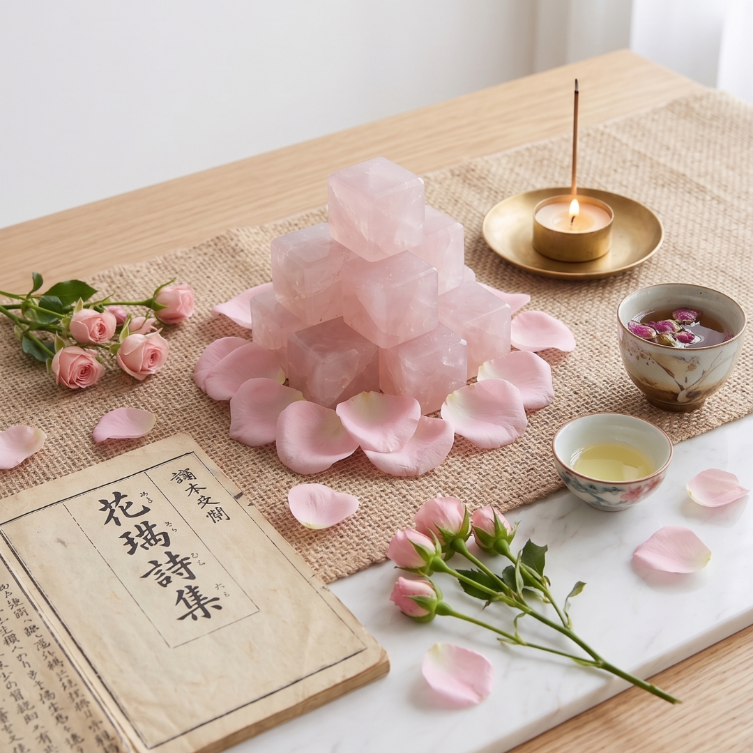 Serenity Bloom Rose Quartz Cube – AAA Quality