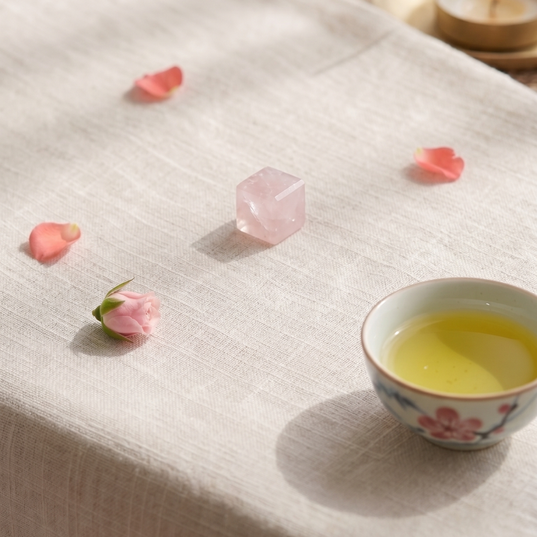 Serenity Bloom Rose Quartz Cube – AAA Quality