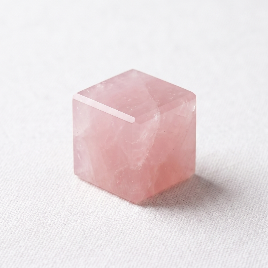 Serenity Bloom Rose Quartz Cube – AAA Quality