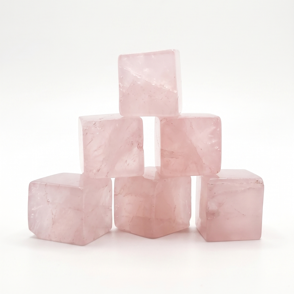 Serenity Bloom Rose Quartz Cube – AAA Quality