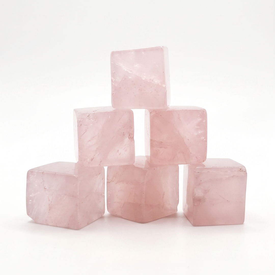 Serenity Bloom Rose Quartz Cube – AAA Quality
