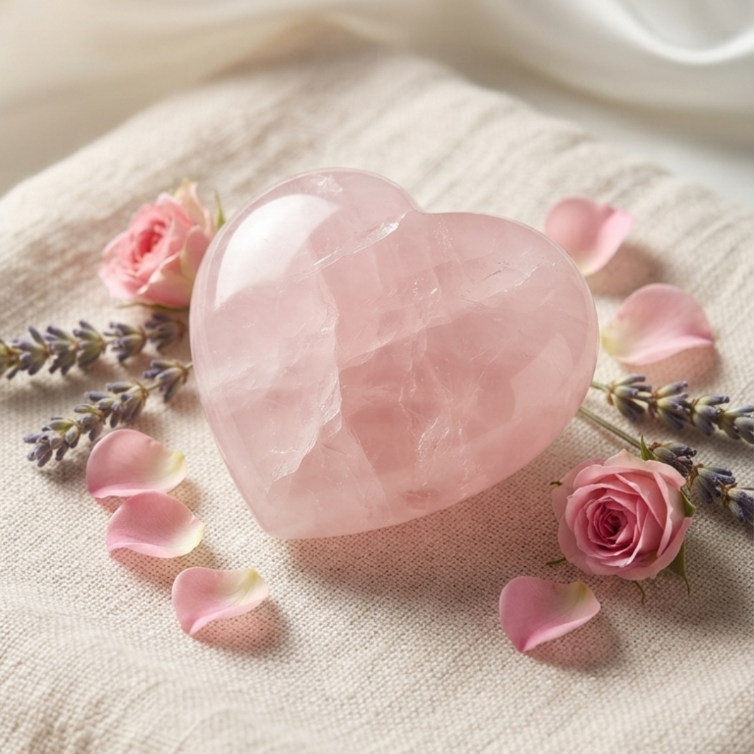 Blush of Love Rose Quartz Heart – AAA Quality